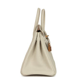 Pre-owned Hermes Special Order (HSS) Birkin 25 Craie Verso Togo Rose Gold Hardware