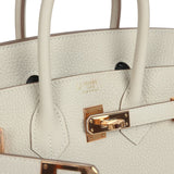 Pre-owned Hermes Special Order (HSS) Birkin 25 Craie Verso Togo Rose Gold Hardware