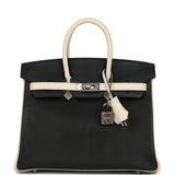 Hermes Special Order (HSS) Birkin 25 Bi-Color Black and Nata Chevre Mysore Palladium Hardware