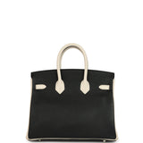 Hermes Special Order (HSS) Birkin 25 Bi-Color Black and Nata Chevre Mysore Palladium Hardware