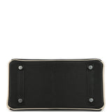 Hermes Special Order (HSS) Birkin 25 Bi-Color Black and Nata Chevre Mysore Palladium Hardware