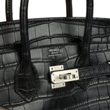 Hermes Birkin 25 Black Matte Alligator Brushed Palladium Hardware