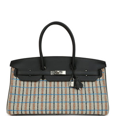 Hermes Shoulder Birkin Light 39 Multicolor Toile and Black Swift Palladium Hardware