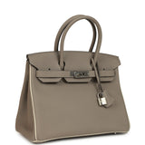 Pre-owned Hermes Special Order (HSS) Birkin 30 Gris Asphalte and Craie Togo Palladium Hardware