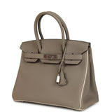 Pre-owned Hermes Special Order (HSS) Birkin 30 Gris Asphalte and Craie Togo Palladium Hardware