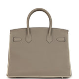 Pre-owned Hermes Special Order (HSS) Birkin 30 Gris Asphalte and Craie Togo Palladium Hardware