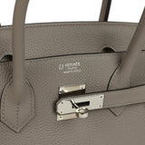 Pre-owned Hermes Special Order (HSS) Birkin 30 Gris Asphalte and Craie Togo Palladium Hardware