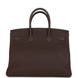 Pre-owned Hermes Birkin 35 Chocolate Togo Palladium Hardware