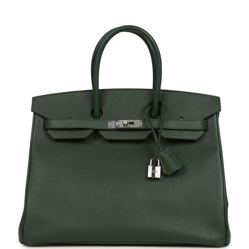 Pre-owned Hermes Birkin 35 Vert Anglais Epsom Palladium Hardware