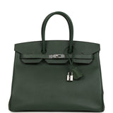 Pre-owned Hermes Birkin 35 Vert Anglais Epsom Palladium Hardware - Thumbnail View 1