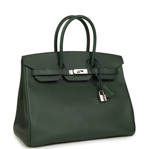 Pre-owned Hermes Birkin 35 Vert Anglais Epsom Palladium Hardware
