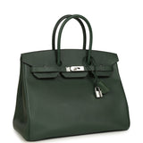 Pre-owned Hermes Birkin 35 Vert Anglais Epsom Palladium Hardware - Thumbnail View 2