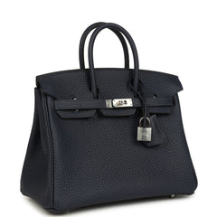 Hermes Birkin 25 Bleu Nuit Togo Palladium Hardware