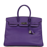 Pre-owned Hermes Birkin 35 Crocus Epsom Palladium Hardware