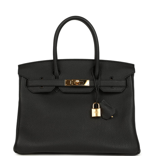 Pre-owned Hermes Birkin 30 Black Togo Gold Hardware