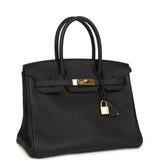 Pre-owned Hermes Birkin 30 Black Togo Gold Hardware