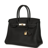 Pre-owned Hermes Birkin 30 Black Togo Gold Hardware