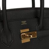 Pre-owned Hermes Birkin 30 Black Togo Gold Hardware