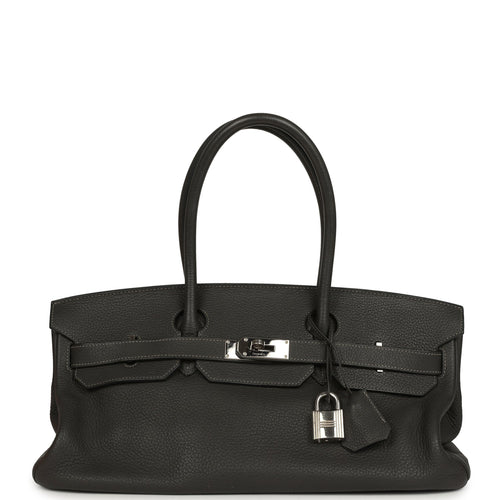 Vintage Hermes Shoulder Birkin 42 JPG Graphite Clemence Palladium Hardware