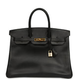 Vintage Hermes Birkin 35 Black Ardennes Gold Hardware - Thumbnail View 1