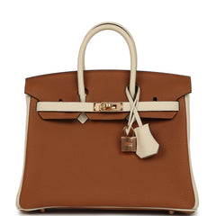 Hermes Special Order (HSS) Birkin 25 Gold and Craie Togo Rose Gold Hardware