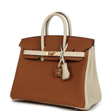 Hermes Special Order (HSS) Birkin 25 Gold and Craie Togo Rose Gold Hardware