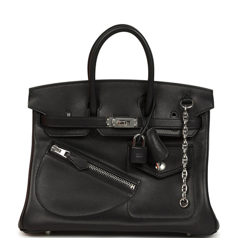 Hermes Limited Edition Birkin Rock 25 Black Volupto Palladium Hardware