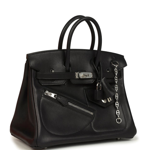 Hermes Limited Edition Birkin Rock 25 Black Volupto Palladium Hardware