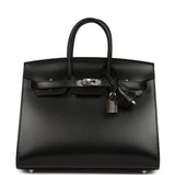 Hermes Birkin Sellier 25 Black Box Palladium Hardware
