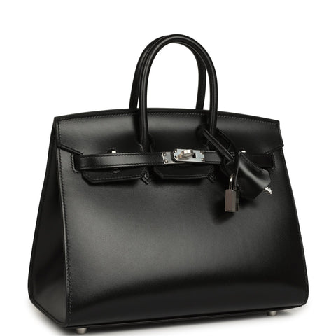 Hermes Birkin Sellier 25 Black Box Palladium Hardware