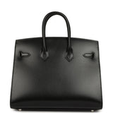 Hermes Birkin Sellier 25 Black Box Palladium Hardware