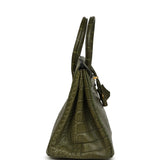 Vintage Hermes Birkin 30 Vert Olive Matte Alligator Gold Hardware