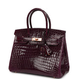 Hermes Birkin 30 Bordeaux Shiny Niloticus Crocodile Gold Hardware - Thumbnail View 5
