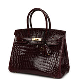 Hermes Birkin 30 Bordeaux Shiny Niloticus Crocodile Gold Hardware