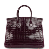 Hermes Birkin 30 Bordeaux Shiny Niloticus Crocodile Gold Hardware - Thumbnail View 4
