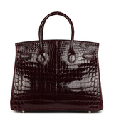 Hermes Birkin 30 Bordeaux Shiny Niloticus Crocodile Gold Hardware