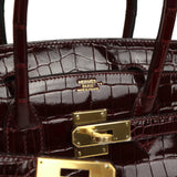 Hermes Birkin 30 Bordeaux Shiny Niloticus Crocodile Gold Hardware - Thumbnail View 7