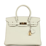 Pre-owned Hermes Birkin 30 Mushroom Togo Gold Hardware