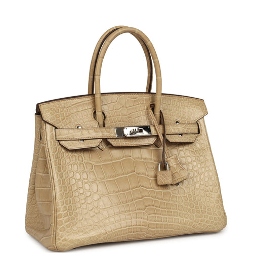 Vintage Hermes Birkin 30 Poussiere Matte Alligator Palladium Hardware