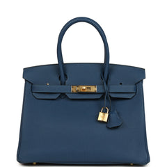 Hermes Birkin 30 Deep Bleu Togo Gold Hardware