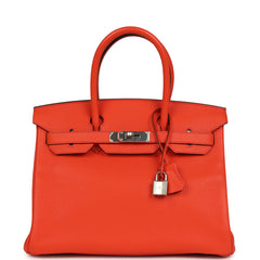 Hermes Birkin 30 Orange Poppy Togo Palladium Hardware