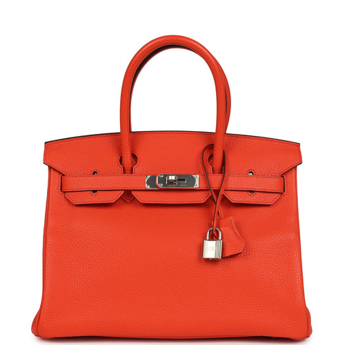 Hermes Birkin 30 Orange Poppy Togo Palladium Hardware
