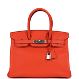 Hermes Birkin 30 Orange Poppy Togo Palladium Hardware