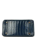 Vintage Hermes Birkin 30 Bleu Roi Shiny Porosus Crocodile Gold Hardware - Thumbnail View 6
