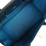 Vintage Hermes Birkin 30 Bleu Roi Shiny Porosus Crocodile Gold Hardware - Thumbnail View 8