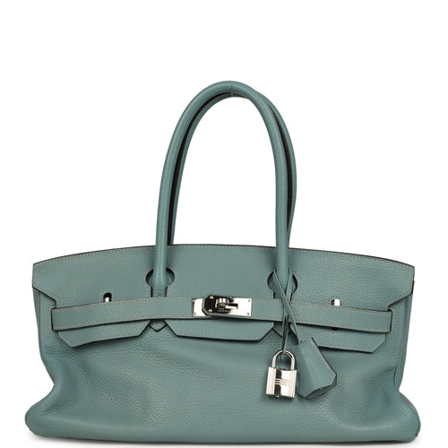 Vintage Hermes Shoulder Birkin 42 JPG Ciel Togo Palladium Hardware