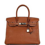 Pre-owned Hermes Birkin 30 Fauve Barenia Faubourg Palladium Hardware - Thumbnail View 1