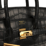 Hermes Birkin 25 Black Matte Niloticus Crocodile Gold Hardware