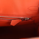 Pre-owned Hermes Quadrille Birkin 25 Brique Swift and Ecru-Mauve Pale and Brique Toile H Palladium Hardware