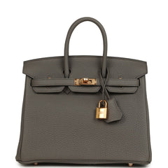 Hermes Birkin 25 Etain Togo Rose Gold Hardware